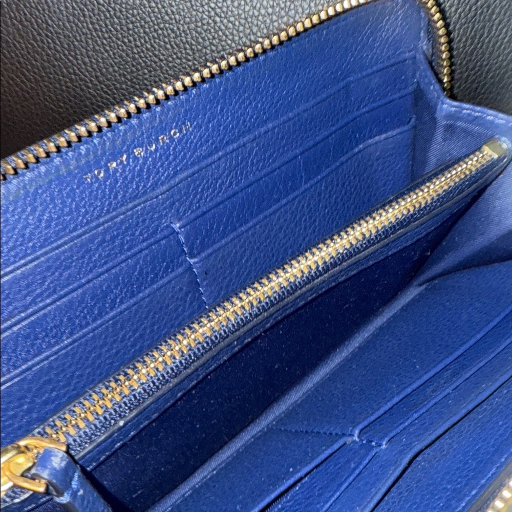 Tory Burch Royal Blue Leather Zip Continental Wallet - Picture 3 of 11